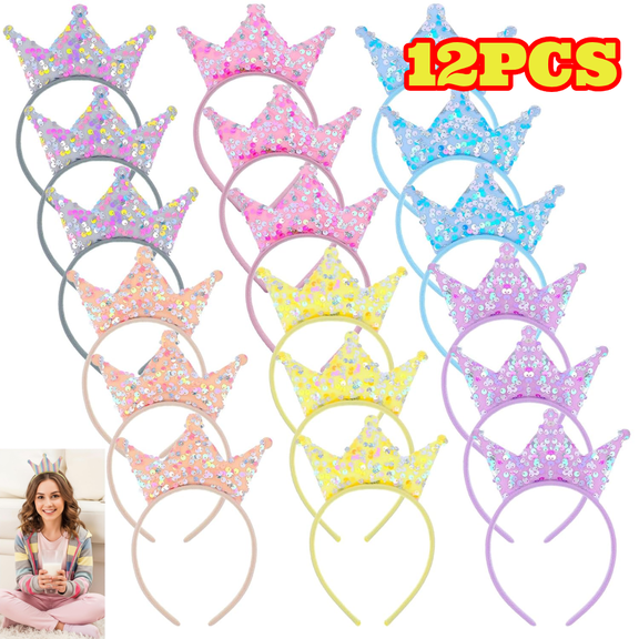12pcs Birthday Crowns for Women, Princess Headwear Tiaras for Wedding, Party Favors, Hairstyle Decor
