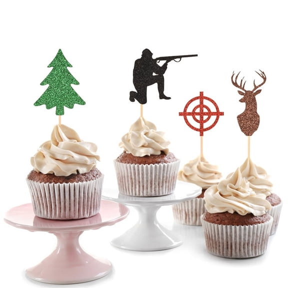 MERRYHAPY 12-Piece Hunting Theme Cake Decorations Assorted Colors, and for Party and Baking