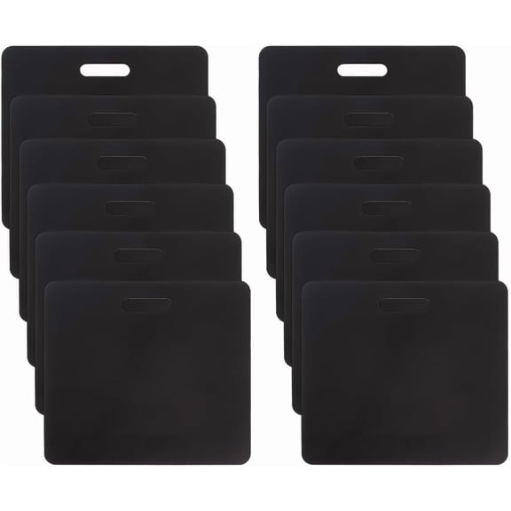 12pcs Black Acrylic Badge Buddy 3.1x3.3inch DIY Badge Buddy Blanks Set with Protective Film for Nurse Teacher Lab Tech Receptionist Hole: 20x5mm DIY