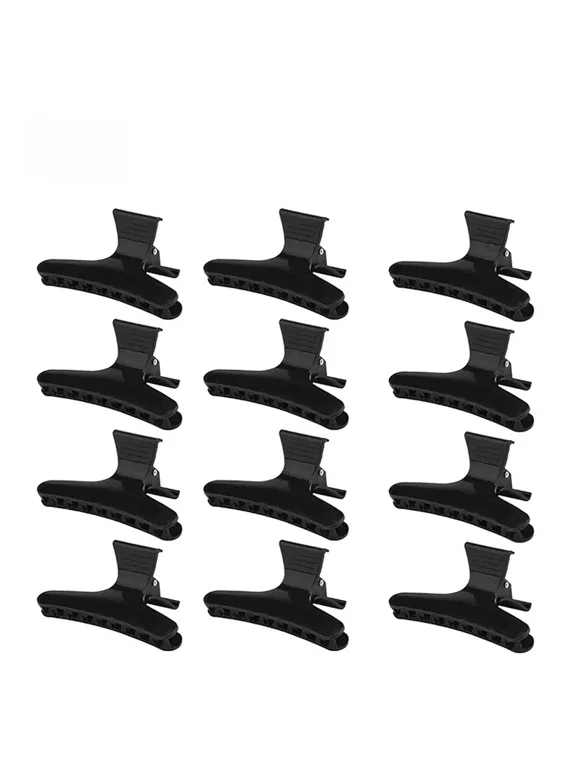 12pcs Black Butterfly Hairdressing Section Clips Women Girls Hair Section Claw Pro Salon Accessories Hair Holding Clamps