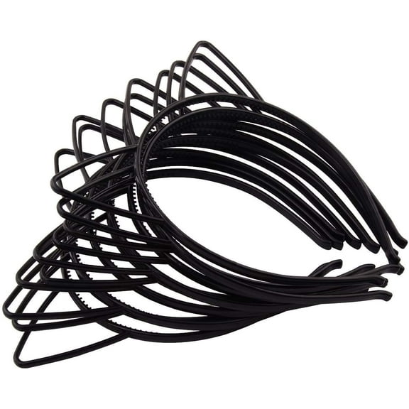 12pcs Black Cat Ears Headband Cute ABS Plastic Girls Head Band for Children Accessories (Black-Cat Ear)