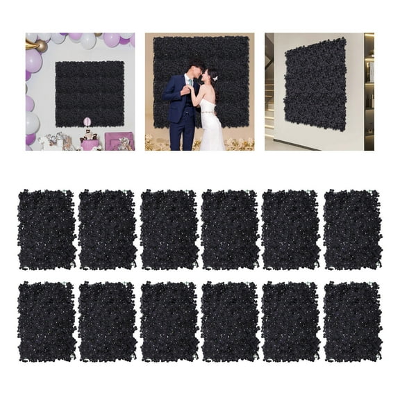 12pcs Black Hydrangea Artificial Flowers Wall Panels 60*40cm Artificial Floral Panel Silk Cloth Handmade Backdrop Decor