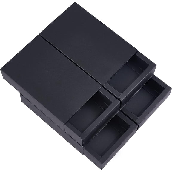12pcs Black Kraft Paper Drawer Box 6.2x3.5x1.5inch Cardboard Present Boxes DIY