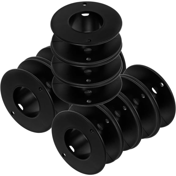 12pcs Black Plastic Thread Bobbins Compact Sewing Supplies Mini Empty Spools for Professional Sewing Machines and Upholstery Craft Use