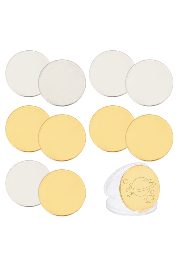 12pcs Blank Challenge Coin 40mm Metal Stamping Blanks Iron Blank Coins Round Engravable Discs for DIY Birthday Gifts Travel