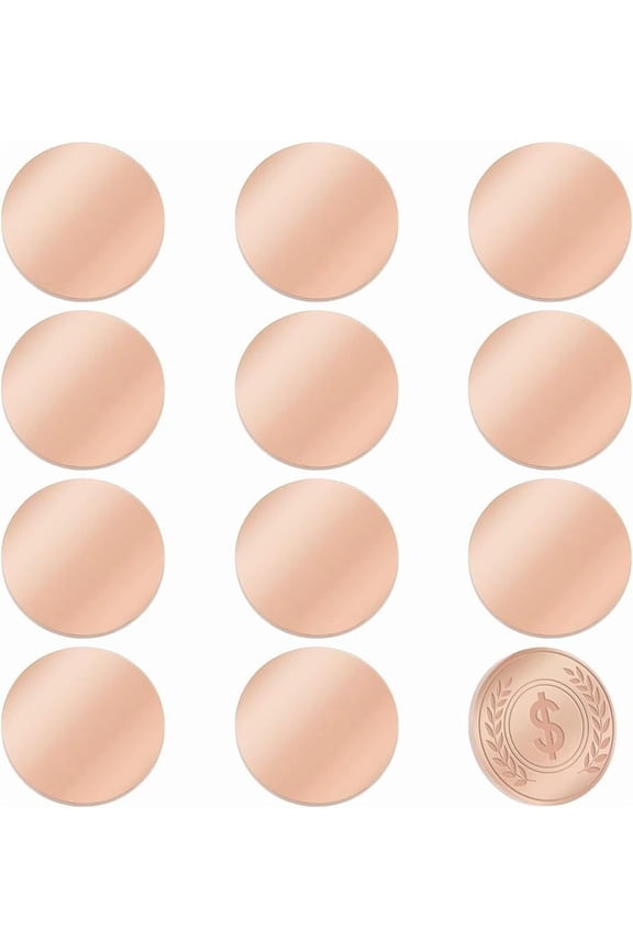 12pcs Blank Coins for Engraving Blank Challenge Coins Stainless Steel Coin 32mm Coin Blanks Disc Metal Stamping Blanks for Crafts Engraving Jewelry Making Rose Gold DIY Making