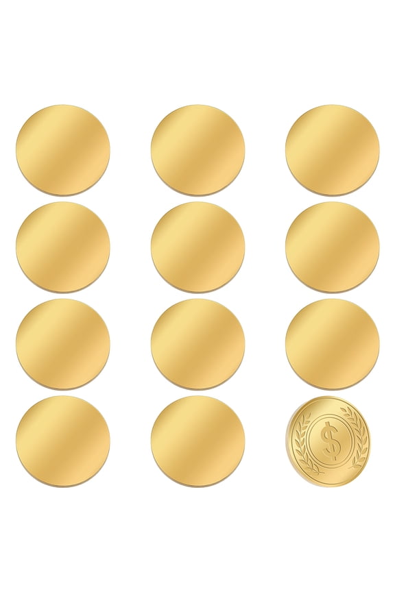 12pcs Blank Coins for Engraving 32mm Metal Stamping Blanks Gold Blank Challenge Coins 304 Stainless Steel Coin Blanks Disc for Crafts