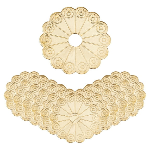 12pcs Brass Flower Washers for box Handles & Knobs Golden 31.5x31x1mm Hole: 6mm