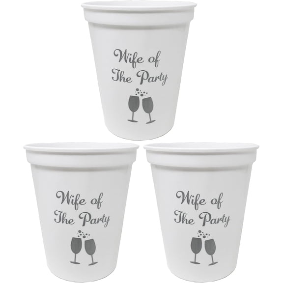 12pcs Bridal Bachelorette 12oz Party Cups - 3 Wife of The Party (White)