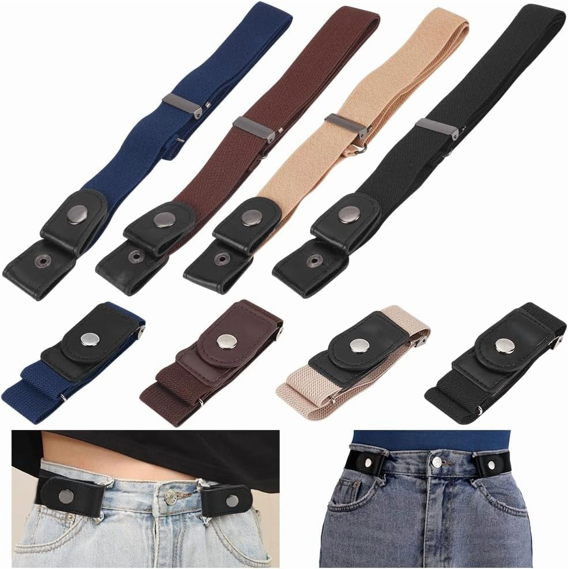 12pcs Buckle Free Elastic Belt for Men and Women Adjustable Waist