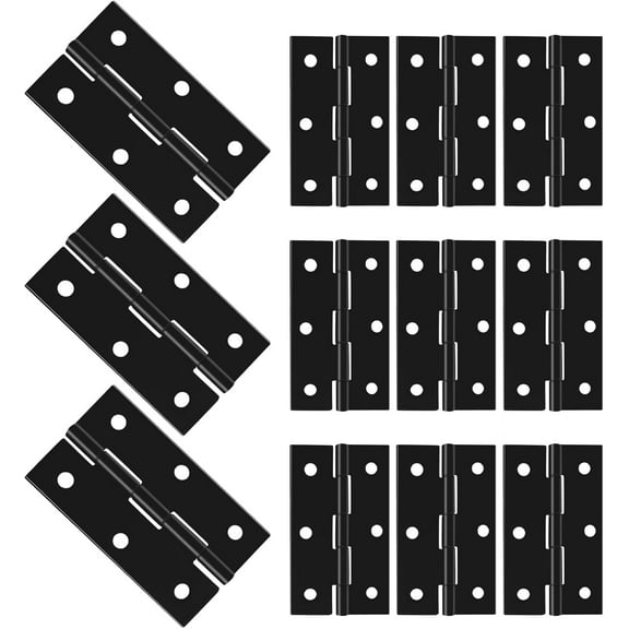 12pcs Butt Hinges Black Door Hinges, 2.63" x 1.46" Cabinet Door Hinge, Flat Folding Box Hinges for Jewelry, Wooden Box, Small Cupboard Furniture Hinges