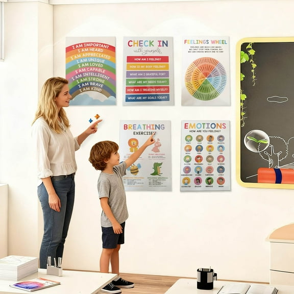 12pcs Calming Corner Posters Posters Therapy Home Decor Calm Down Corner Coping Skills Wall Art Decorations