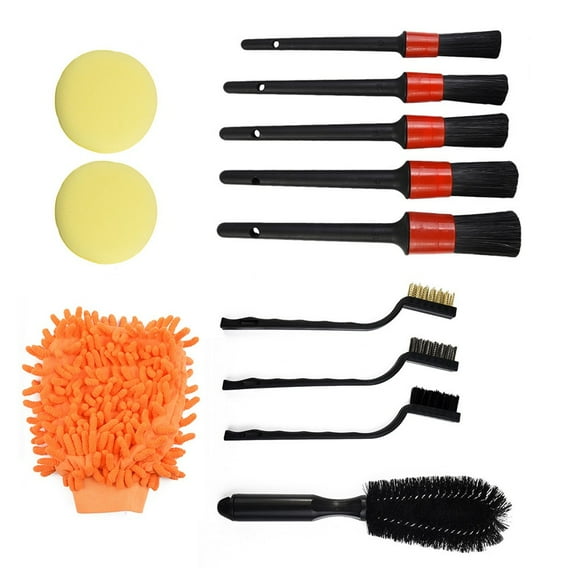 12pcs Car Detailing Brush Kit Truck Vehicle Auto Wheel Rims Clean Brush Set