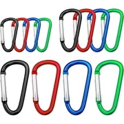 12pcs Carabiner Clip Multi Size Pack, Aluminum Carabiner Includes Small 2 Inch Carbineers, Medium 2.3" D Ring Clip, Large 3 Inch Caribiner Heavy Duty for Backpack