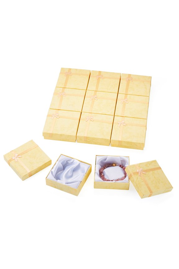 12pcs Cardboard Bracelet Boxes for Bracelet & Bangle Square Light Goldenrod Yellow 9.2x9.2x2.1cm