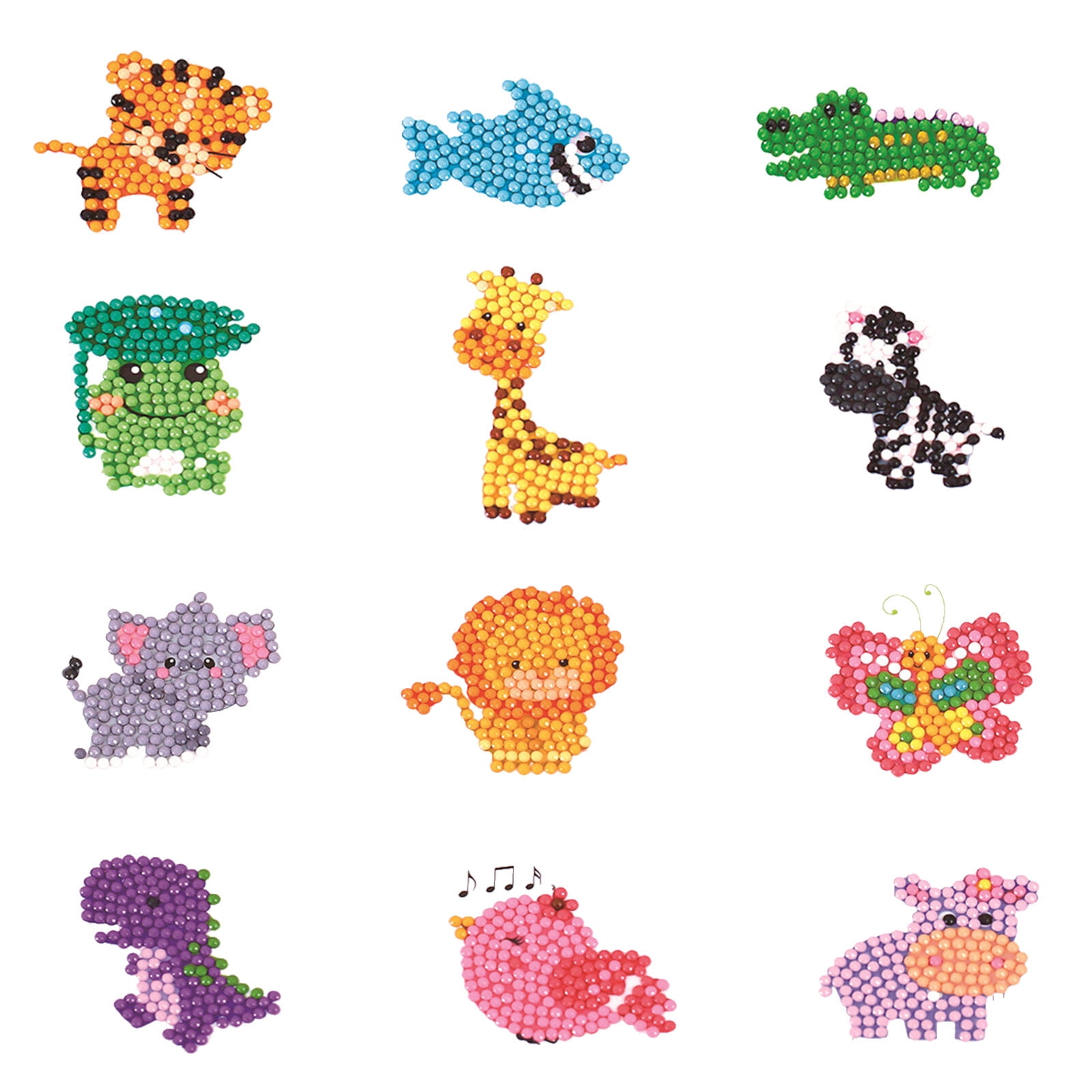 12pcs Cartoon Drill Painting Decals Kids Handmade Stickers for