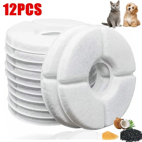 12pcs Cat Water Fountain Filters, Pet Water Replacement Filters Triple Filtration System Replacement Filters
