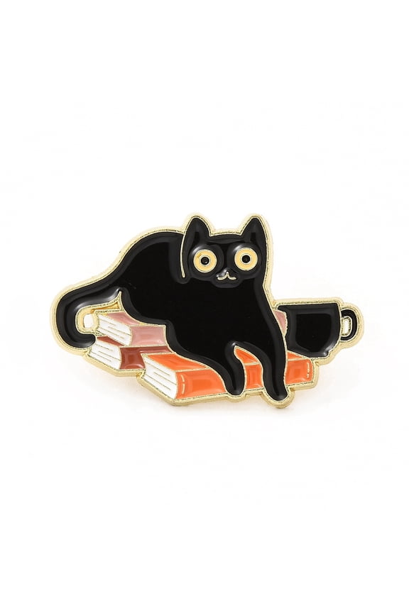 12pcs Cat with Word Enamel Pin Golden Alloy Brooch for Backpack Clothes Book 19x31x1.5mm
