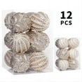 thumbnail image 1 of 12pcs Champagne Christmas Ornaments - 3.15" Shatterproof Pearl & Glitter Balls for Xmas Tree, Wedding & Holiday Party Decor, 1 of 6