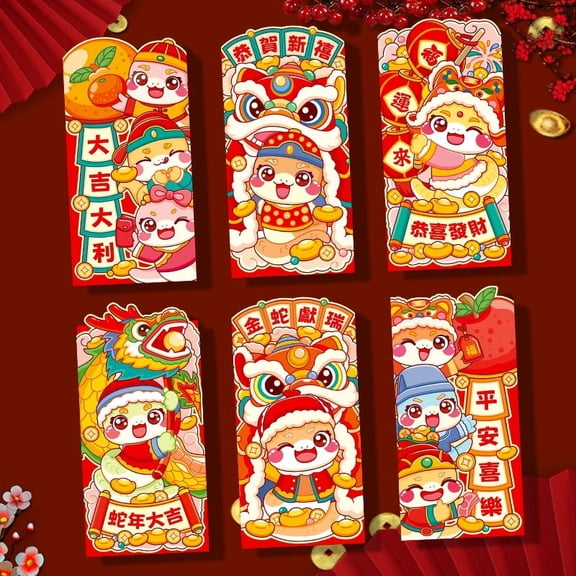 DRAFIDEEP Lucky Money Holder Red Envelopes Assorted Color 12Pcs Set 7.5X3.5X0.04In