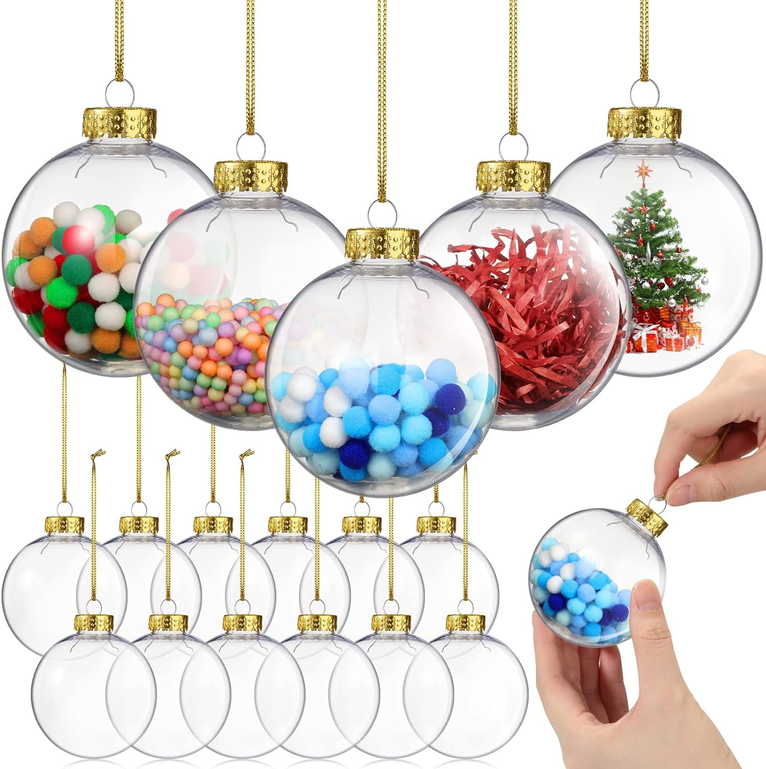 12pcs Christmas Ball Ornaments Clear Plastic Fillable Ball Ornaments