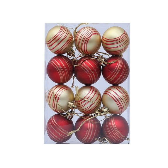 12pcs Christmas Balls Ornaments Set, Shatterproof Plastic Baubles Christmas Ball, Mini Hanging Ornaments for Xmas Tree Holiday Wedding Party Decorations with Hanging Strings, Red and Gold