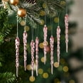 thumbnail image 1 of 12pcs Christmas Creative Transparent Icicle Pendants - Thread-Hung Ornaments for Christmas Trees, Unique Design, Ideal for Living Room Tree, Mantel & Window Decor, Adds Wintery Festive Touch, Pink, 1 of 5