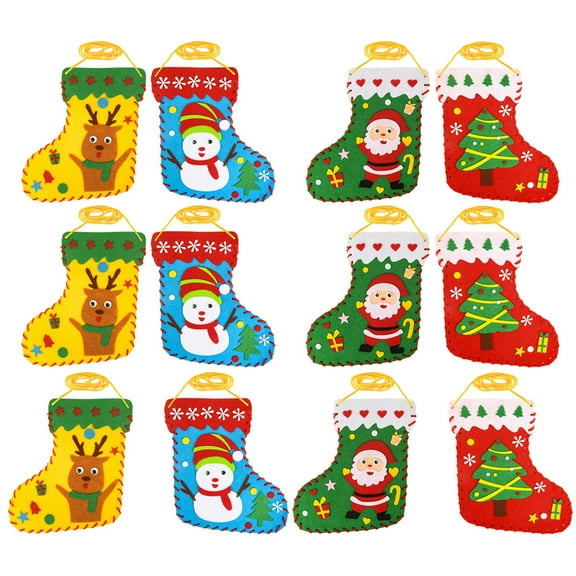 12pcs Christmas DIY Stocking Material Christmas Socks Making Kits for Kids Handmade Materials