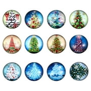 ROMANSA 12pcs Christmas Glass Snap Buttons Jewelry Snap Charms Jewelry Accessory 18mm