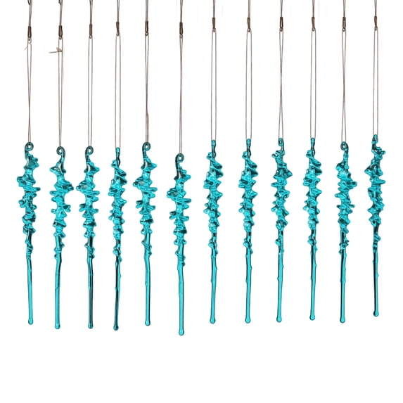 12pcs Christmas Icicle Pendant Acrylic Xmas Tree Fake Icicle Hanging Ornaments for Christmas Party Tree Decorations (Blue-5.9inch)