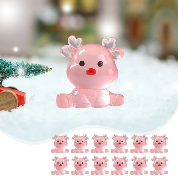 12pcs Christmas Reindeer Miniature Ornaments,Luminous Holiday Decorations,Xmas Tree Decor,Santa Claus Snowflake Figurines,Winter Wonderland Accessories,Christmas Eve Party Supplies Holiday Gifts