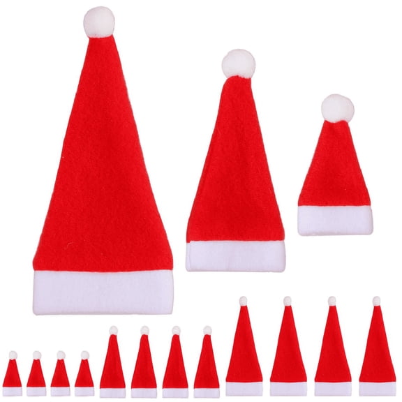 12pcs Christmas Santa Hats Silverware Holders,Xmas Party Dinner Table Dinnerware Decorations,Mini Santa Hats for Silverware Holders, Candy Covers, Wine Bottle Decor