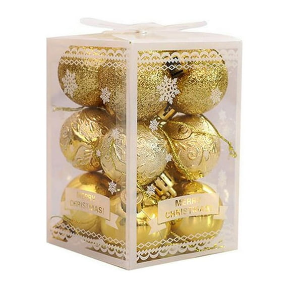 12pcs Christmas Tree Xmas Balls Christmas Tree Decorations,Bauble Hanging Ball Ornaments, Xmas Bulbs Decorations Shatterproof Ornaments for Christmas Tree New Year Party,Gold,12 Pcs,1.51",4 cm