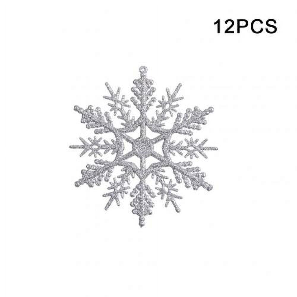 kockuu 36pcs White Snowflake Ornaments Plastic Glitter Snow Flakes  Ornaments for Winter Christmas Tree Decorations Size Varies Craft Sn