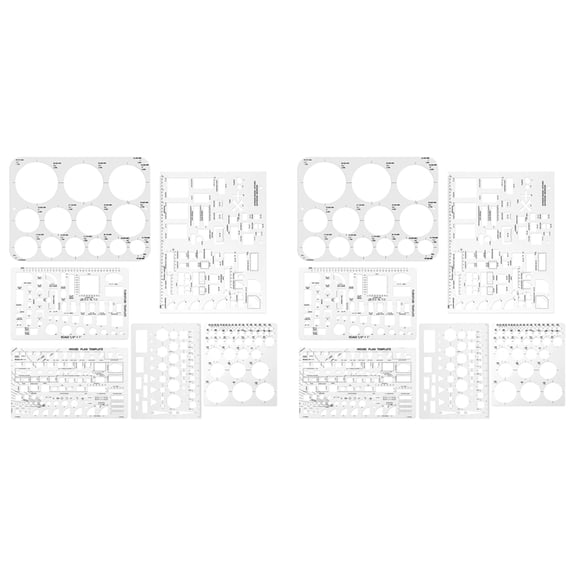 12pcs Circle Template for Drafting, Geometric Shape Stencils Circle Square Measuring Ruler for Building Formwork Drawing