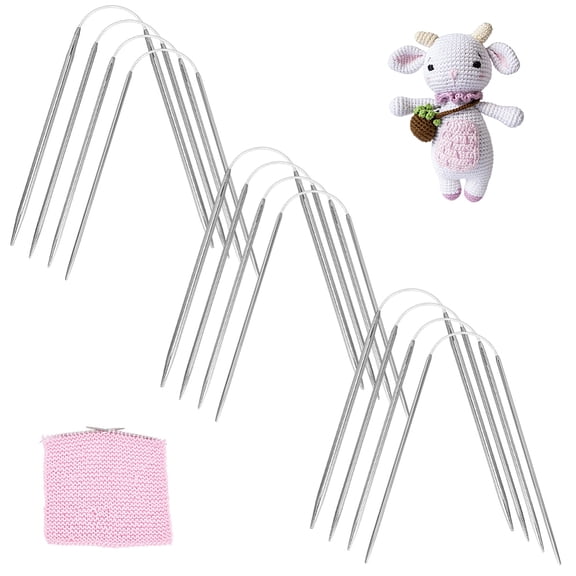12pcs Circular Knitting Needles Set 4 Sizes Stainless Steel Circular Knitting Needles 9 Inch Length Short Needles