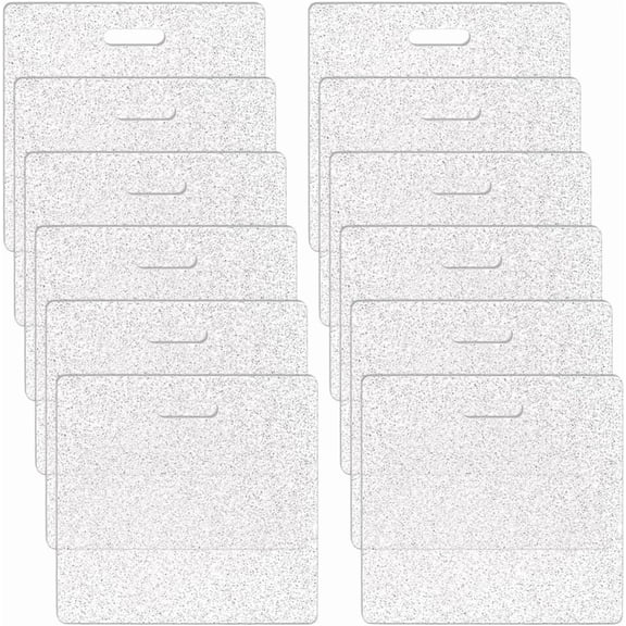 12pcs Clear Acrylic Badge Buddy 3x3.37 Inch DIY Badge Buddy Blanks with Glitter for Nurse Teacher Lab Tech Receptionist DIY