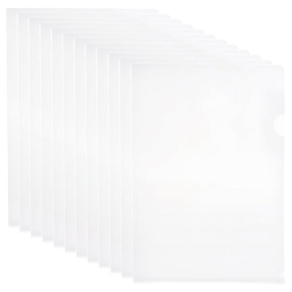 12pcs Clear Document Folder L-Type Plastic Folder Copy Safe Project Pocket US Letter/ A4 Size in Transparent Color