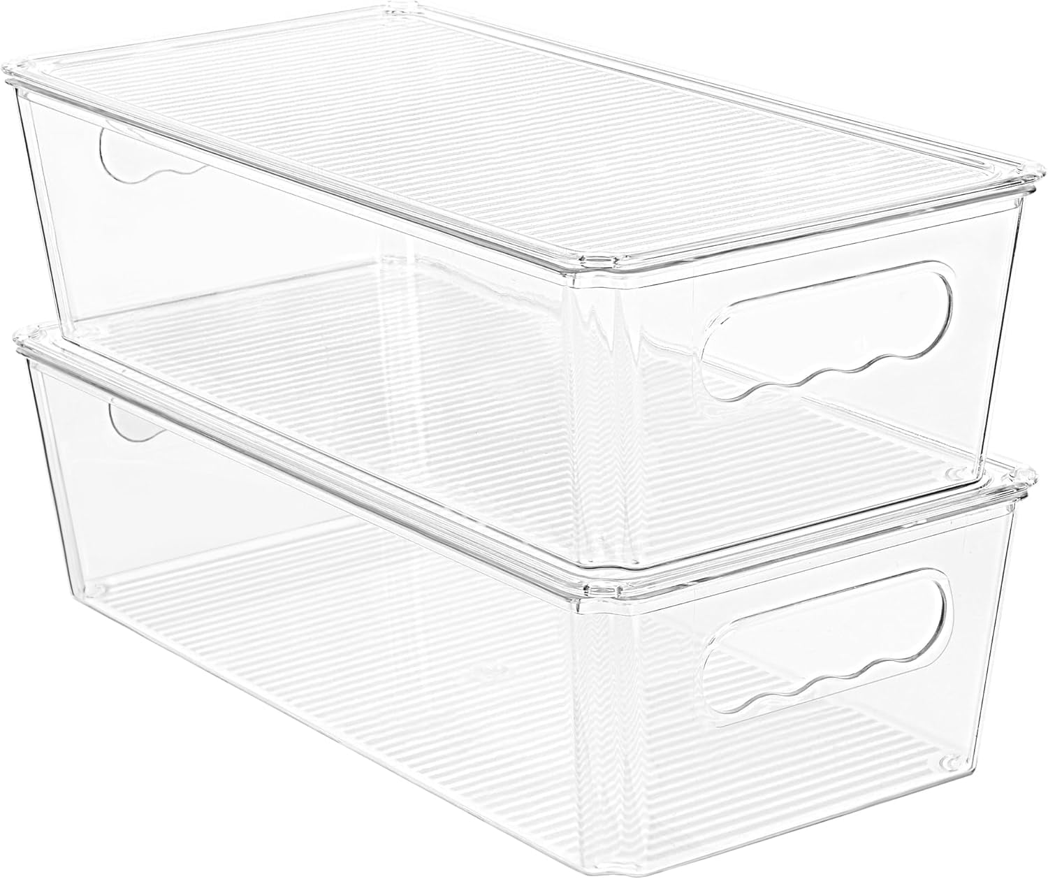 12pcs Clear Organizers and Storage Bins with Lids Stackable Plastic ...
