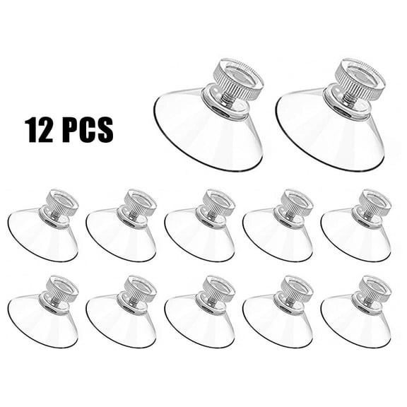 12pcs Clear PVC Suction Cup Hooks 32mm Glass Sucker Wall Hanger Pads for Mirrors Tiles Non-Porous Surfaces