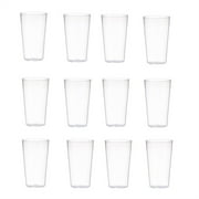 12pcs Clear Restaurant Drinking Glass Reusable Plastic Tumbers Clear Water Glasses Party Tumblers for Adults and Kids, 11oz