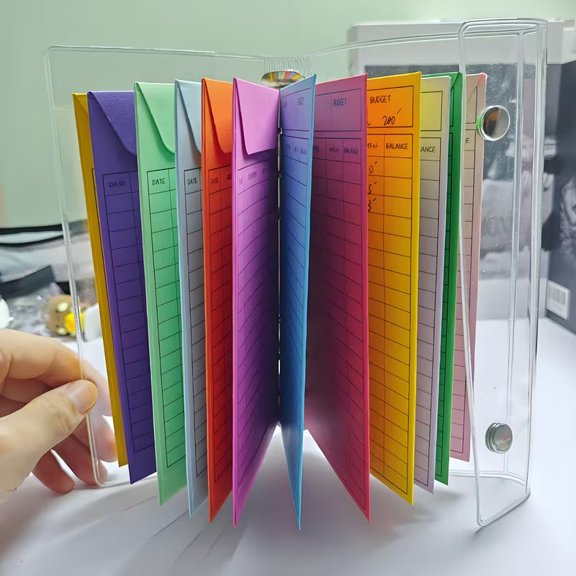 12pcs Colorful Cash Envelope Binder Jackets for Budgeting, Savings, and Expense Tracking  Durable Lightweight Money Organizer for Cash Envelope System