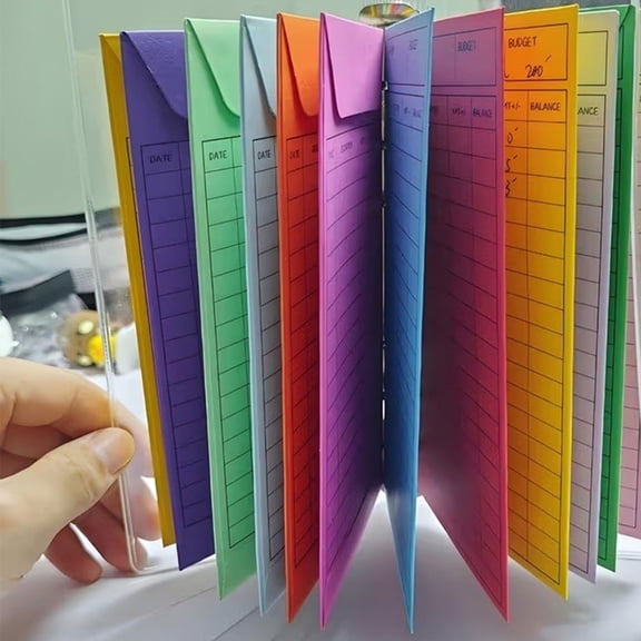 12pcs Colorful Cash Envelope Binder Jackets for Budgeting Savings Organizer