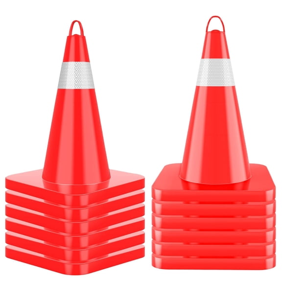 12pcs Construction Cones Traffic Cones PVC Material Safety Cones, One-Person Quick Setup Sturdy & Durable Easy To Use Even In The Dark, for Suburban Road Repair & Emergency Vehicle Access Control