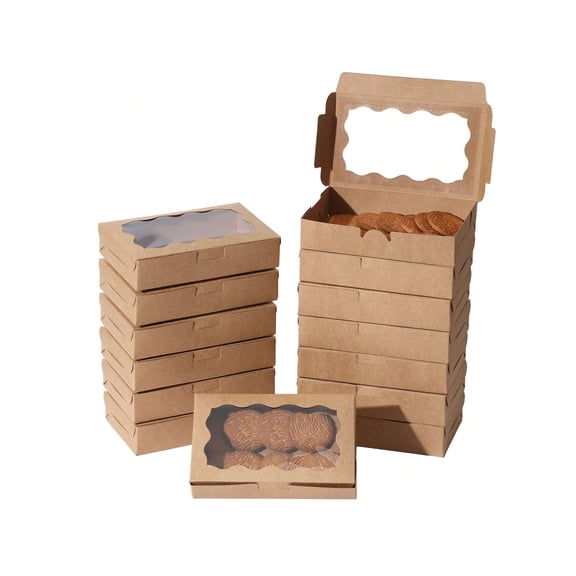 12pcs Cookie Candy Boxes with Transparent Window, Small Gift Boxes for Pastries Sweets Packaging
