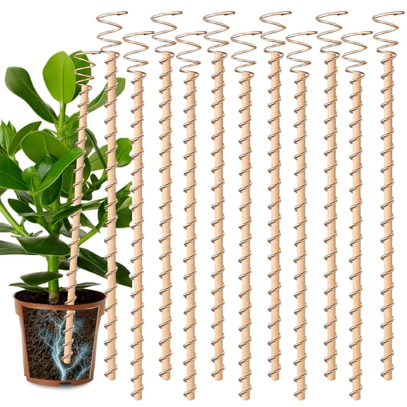 12pcs Copper Garden Stakes, Electroculture Plant Stakes, 12" Copper Coil Wire Antennas Garden Stakes, Tensor Rings Kit, Copper Rods Electronic Planting for Growing Vegetable Garden Plants Support