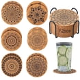 thumbnail image 1 of 12pcs Cork Coasters with Holder, Mandala Pattern Absorbent Reusable Drink Coasters for Home, Office, Bar, Restaurant, 1 of 4