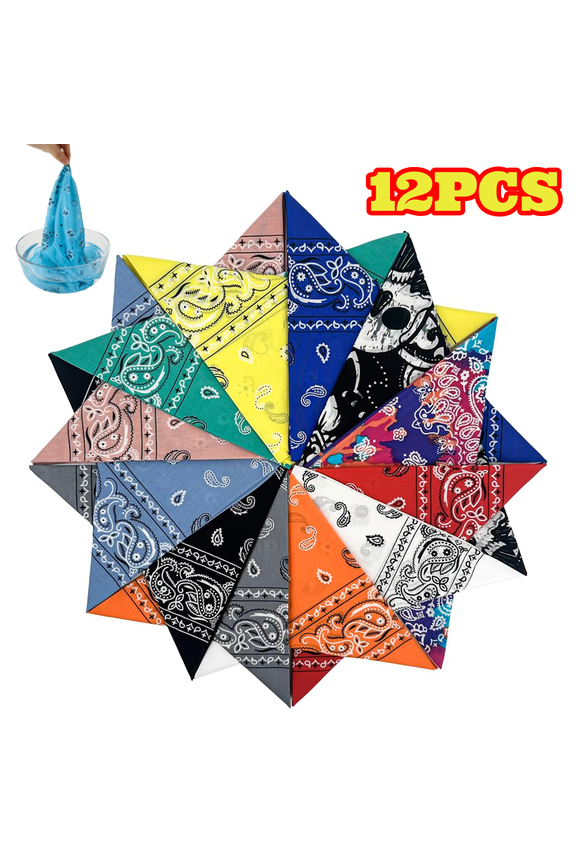 12pcs Cotton Bandanas for Women and Men, 22 x 22 inch Paisley Kerchiefs