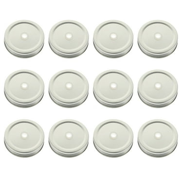 12pcs Creative Straw Hole Iron Mason Cup Lids Mason Jar Straw Lids for Home Shop