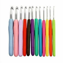 12pcs Crochet Hooks,Multicolor Ergonomic Soft Rubber Handle 2.0-8.0mm Knitting Needles Weaving Tools